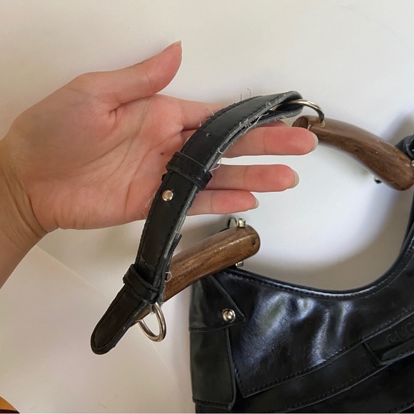 Vintage Gucci leather layered purse with wooden handle - Picture 4 of 12